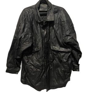 Vintage Italian Men Leather Jacket Sz 2XL